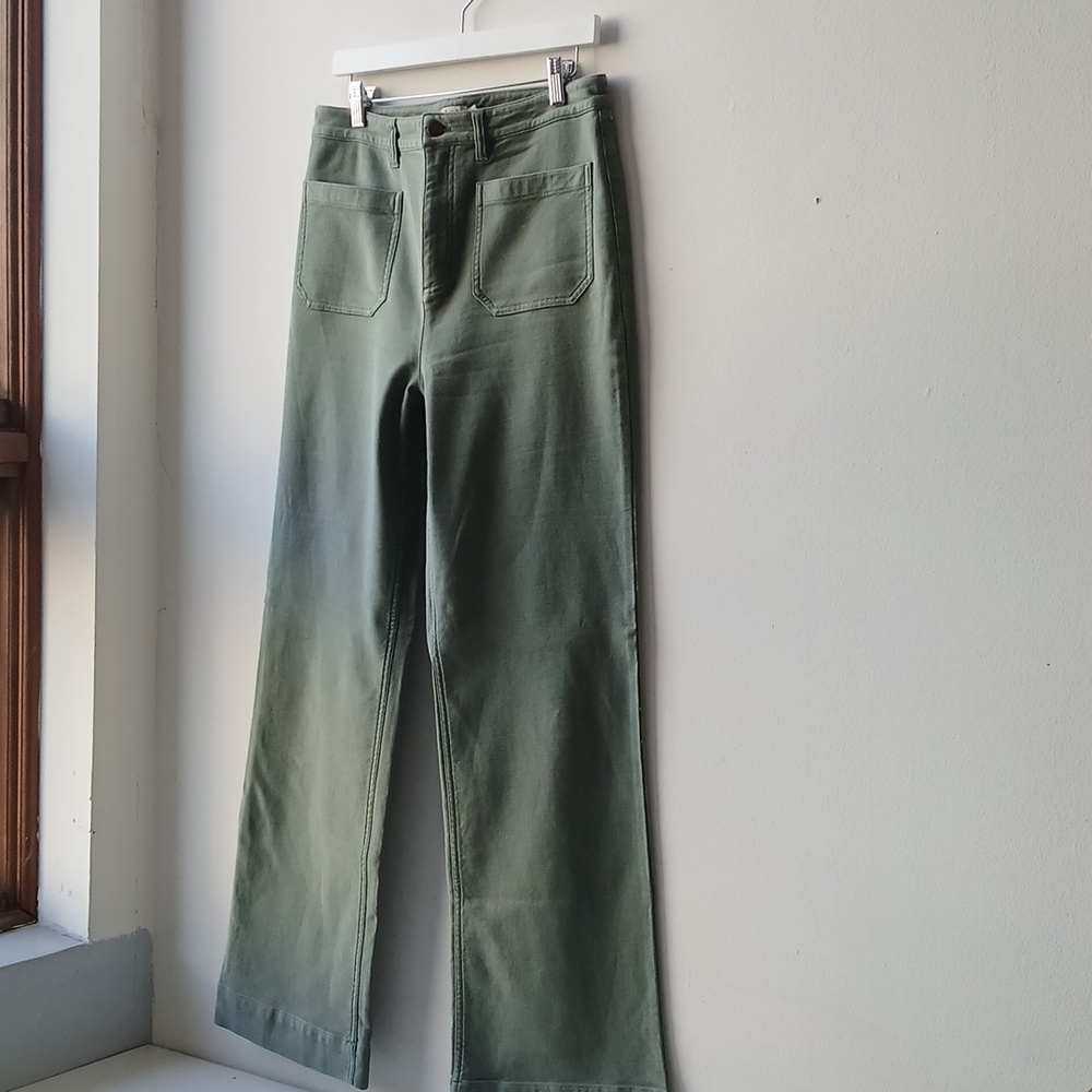 Faherty Patch Pocket Pants Olive Green Women's 30 - image 2